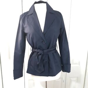 John Paul Richard Blazer/Jacket Belted Long-Sleeve Button Lined Blue Siz…